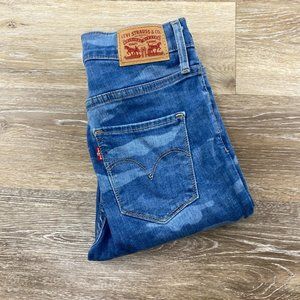 LEVI'S 720 High Rise Super Skinny Blue Denim Camo Jeans Women's Size W 25 L 30